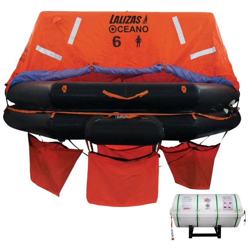 LALIZAS Liferaft SOLAS Oceano, MER, TOB Type, 6 persons, Canister (B) LALIZAS SOLAS Oceano Liferafts – Throw-overboard Type B