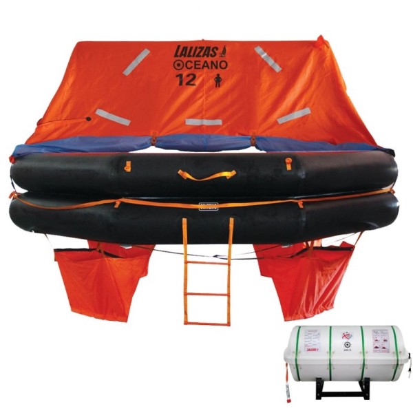 LALIZAS Liferaft SOLAS Oceano, MER, TOB Type, 12 persons, Canister (B) LALIZAS SOLAS Oceano Liferafts – Throw-overboard Type B