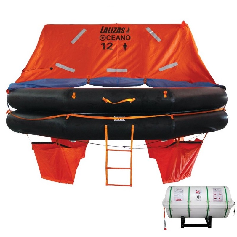 LALIZAS Liferaft SOLAS Oceano, MER, TOB Type, 12 persons, Canister (B) LALIZAS SOLAS Oceano Liferafts – Throw-overboard Type B