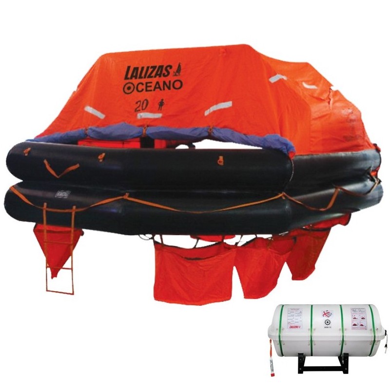 LALIZAS Liferaft SOLAS Oceano, MER, TOB Type, 20 persons, Canister (B) LALIZAS SOLAS Oceano Liferafts – Throw-overboard Type B
