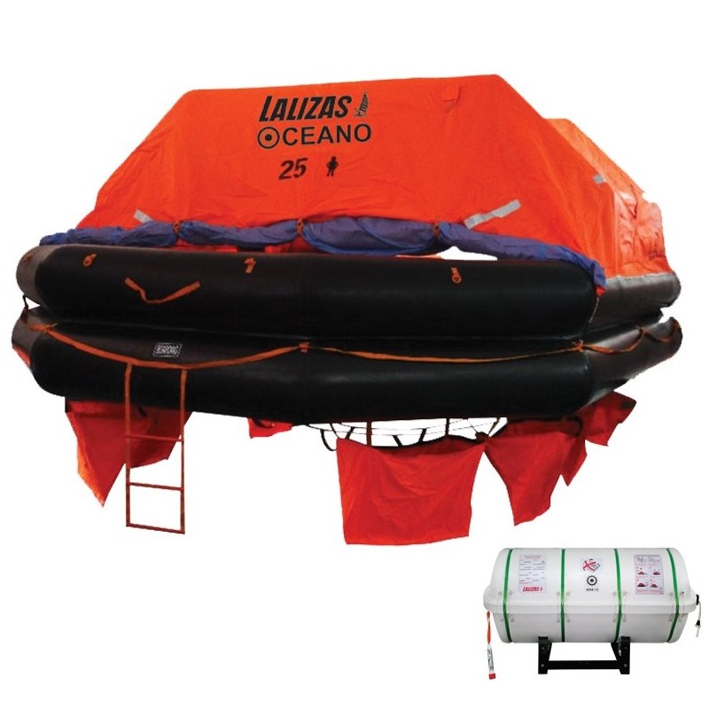 LALIZAS Liferaft SOLAS Oceano, MER, TOB Type, 25 persons, Canister (B) LALIZAS SOLAS Oceano Liferafts – Throw-overboard Type B