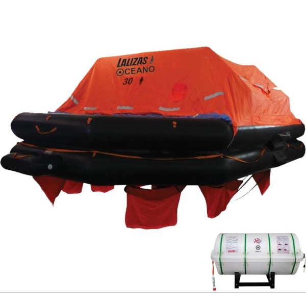LALIZAS Liferaft SOLAS Oceano, MER, TOB Type, 30 persons, Canister (B) LALIZAS SOLAS Oceano Liferafts – Throw-overboard Type B