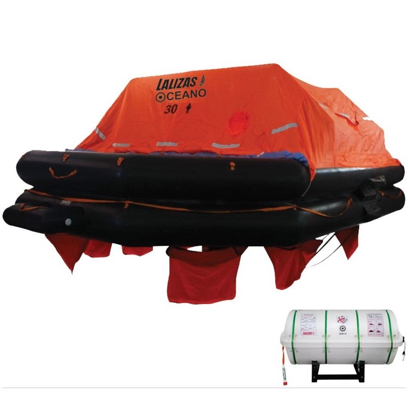 LALIZAS Liferaft SOLAS Oceano, MER, TOB Type, 30 persons, Canister (B) LALIZAS SOLAS Oceano Liferafts – Throw-overboard Type B