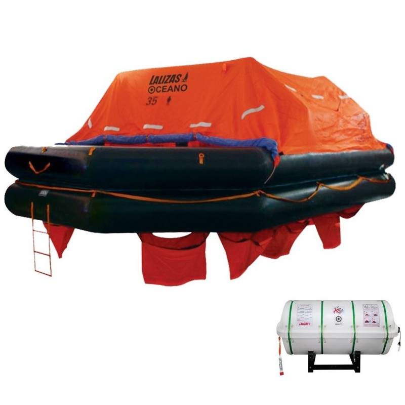 LALIZAS Liferaft SOLAS Oceano, MER, TOB Type, 35 persons, Canister (B) LALIZAS SOLAS Oceano Liferafts – Throw-overboard Type B