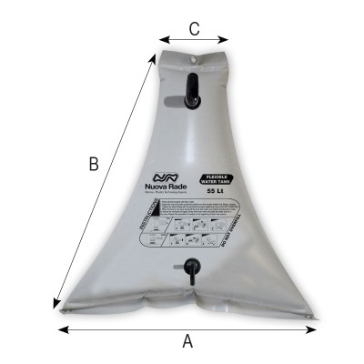 Nuova Rade Flexible Fresh Water Tank, Triangular – 100 L – Grey Flexible Water Tank and Accessories