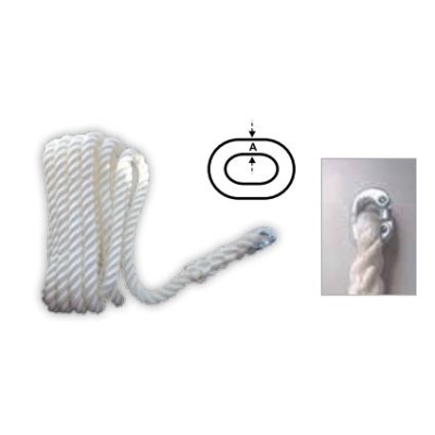 CABO Anchor Rope for Chain Rode 14 mm – 60 m, 3-Strand Nylon, with Chain Connector (8 mm) Chain Rode Anchor Ropes with Chain ...