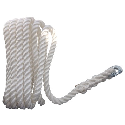 CABO Anchor Rope for Chain Rode 14 mm – 60 m, 3-Strand Nylon, with Chain Connector (8 mm) Chain Rode Anchor Ropes with Chain ...