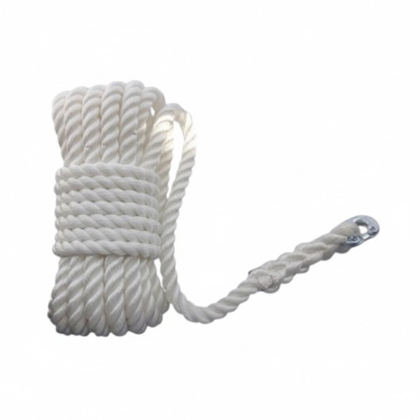 CABO Anchor Rope for Chain Rode 14 mm – 60 m, 3-Strand Nylon, with Chain Connector (8 mm) Chain Rode Anchor Ropes with Chain ...