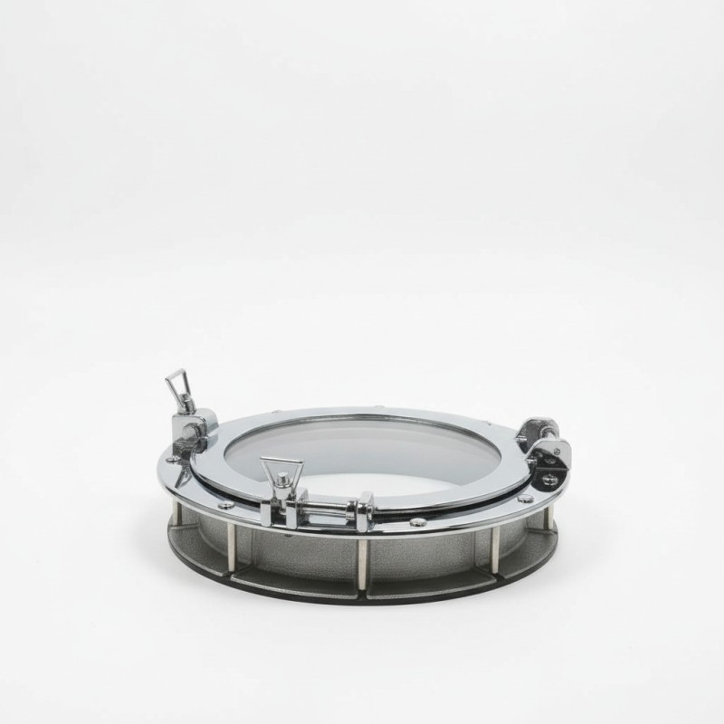 Round Brass Portlight, Chromed – Inner Diameter 200 mm, Outer Diameter 300 mm, Depth 50 mm Side Windows (Portlights)