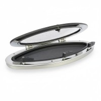 Oval Side Window 460 x 205 mm, Cut-out 414 x 156 mm, Stainless Steel AISI 316 Side Windows (Portlights)