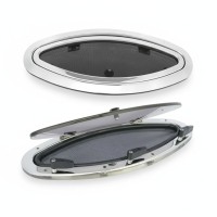 Oval Side Window 460 x 205 mm, Cut-out 414 x 156 mm, Stainless Steel AISI 316 Side Windows (Portlights)