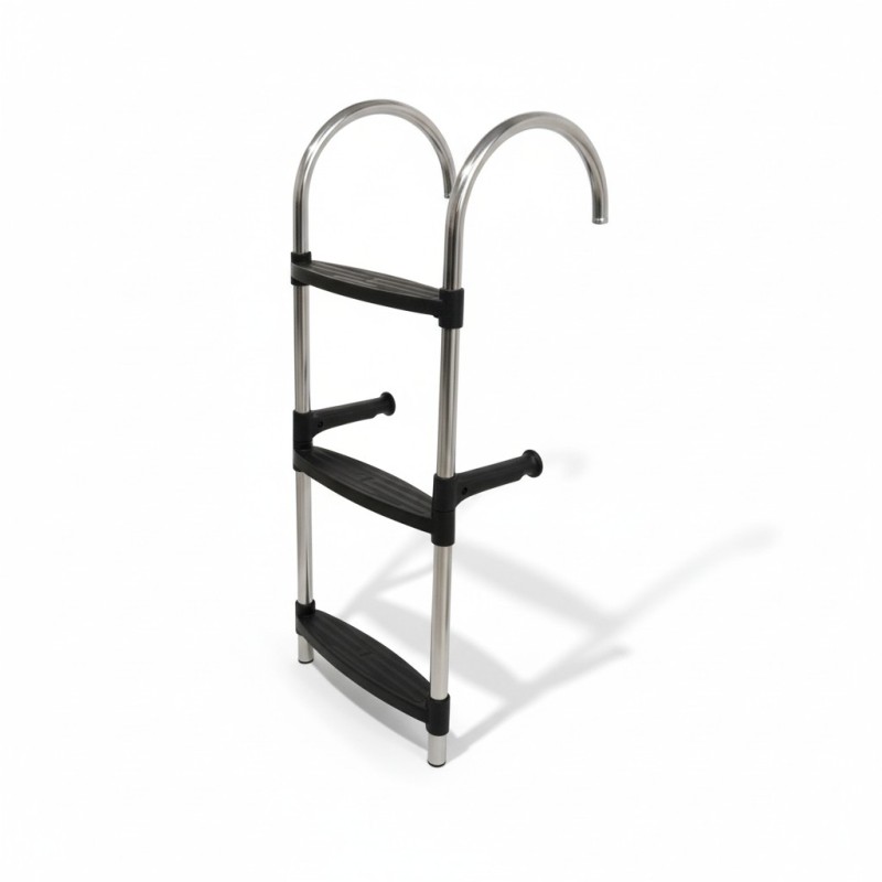 Inox brodske ljestve – 3 gazišta, L830×W350mm Odstranjive brodske stepenice i ljestve – aluminij / inox