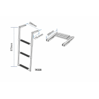 Teleskopske uvlačive i preklopne inox stepenice za platformu – 3 gazišta, L875×W254mm Teleskopske uvlačive i preklopne stepen...