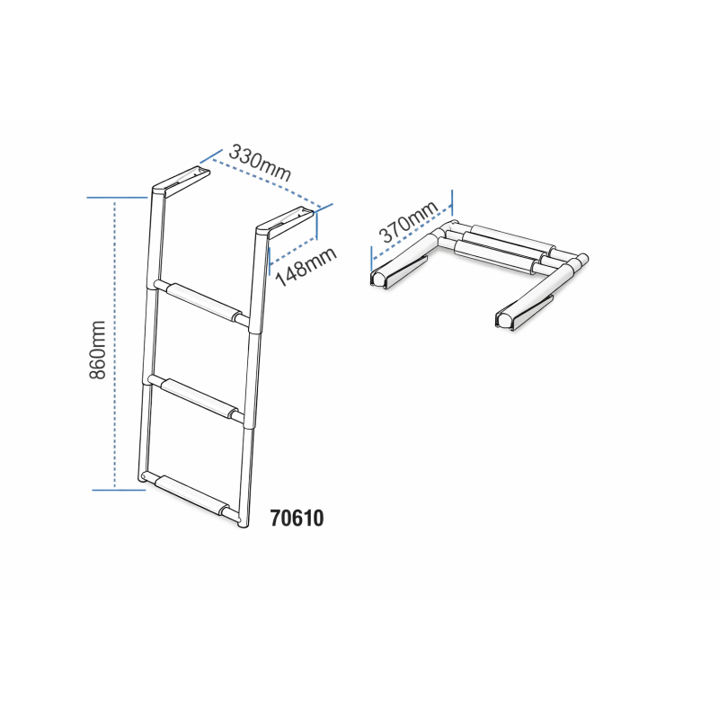 Teleskopske uvlačive i preklopne inox stepenice za platformu – 3 gazišta, L860×W330mm Teleskopske uvlačive i preklopne stepen...