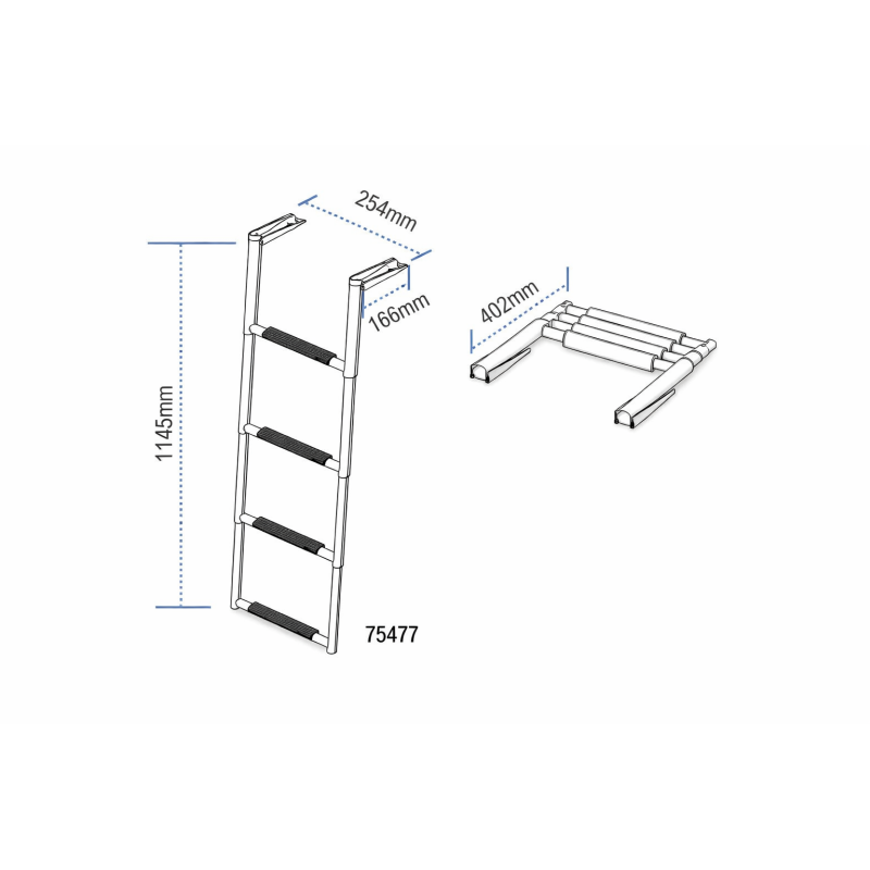 Stainless Steel Telescopic Platform Steps – 4 Steps, L1145×W254 mm Telescopic Retractable & Folding Platform Steps