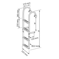Foldable Ladder, Inox 316, 180° 3+3 steps Boarding Ladders
