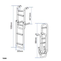 Folding Ladder, Inox 316, 305x1060mm, 2+2 steps Boarding Ladders