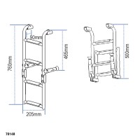 Folding Ladder, Inox 316, 205x760mm, 2+2 steps Boarding Ladders