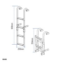 Ljestve na sklapanje, Inox 316, 250x908, 2+2 gazišta Brodske ljestve