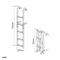 Folding Ladder for Gunwale, Inox 316, 250x1109, 2+3 steps Boarding Ladders