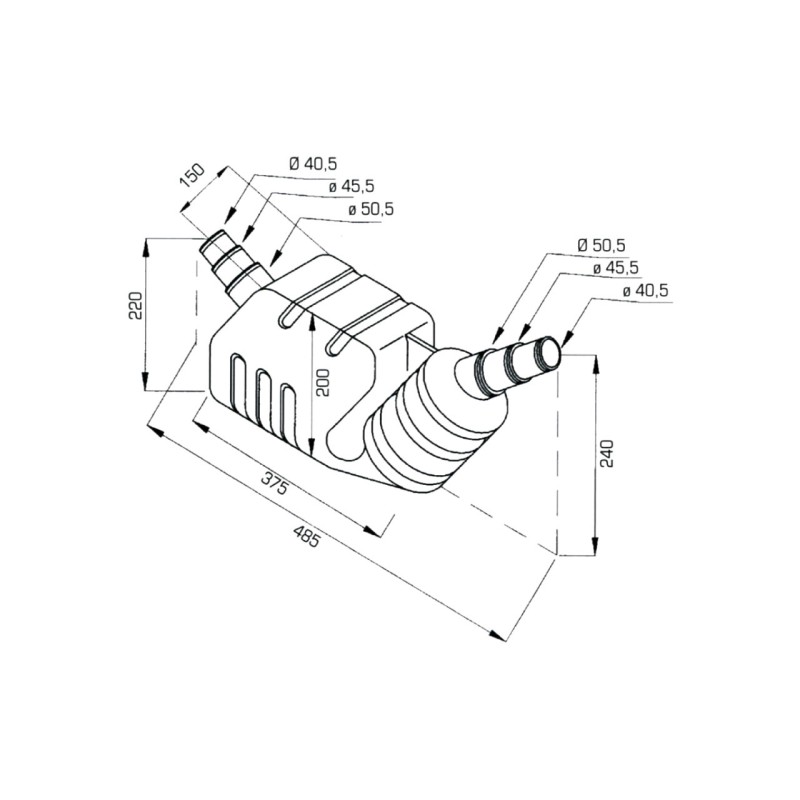 Exhaust Waterlock Muffler for Water-Cooled Engines, 40/45/50 mm, 7 L Exhaust Components and Silencers